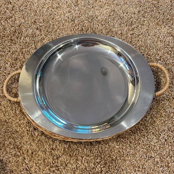 NWT Vintage Sizzling Platters Rattan Wood trays Set of 4 Steak‎ Grill plates - Picture 6 of 12